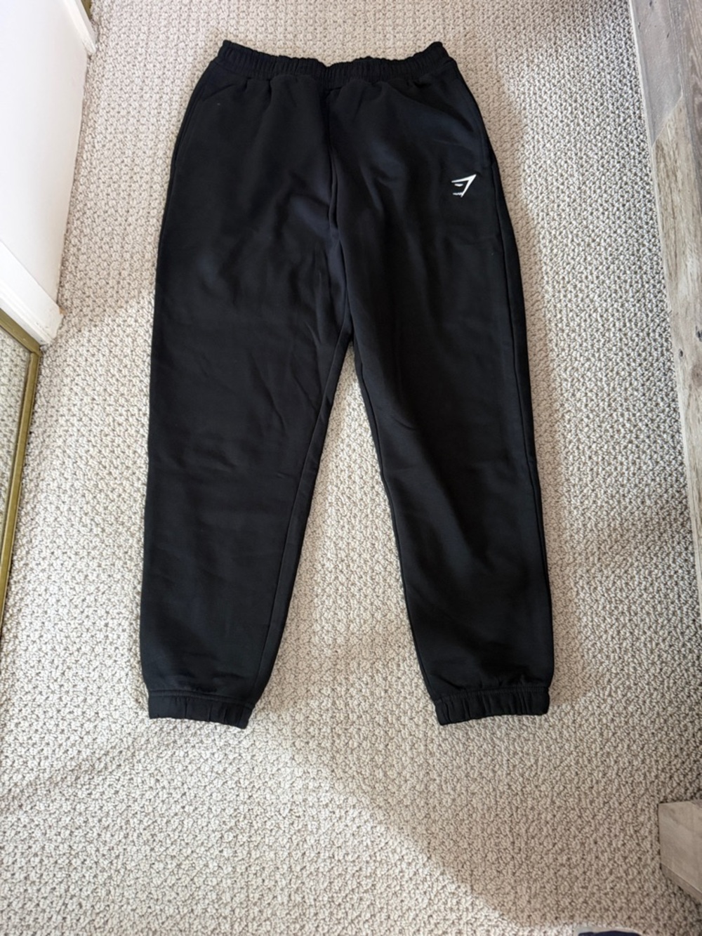 Gymshark Black Jogger Track Pants with White Logo